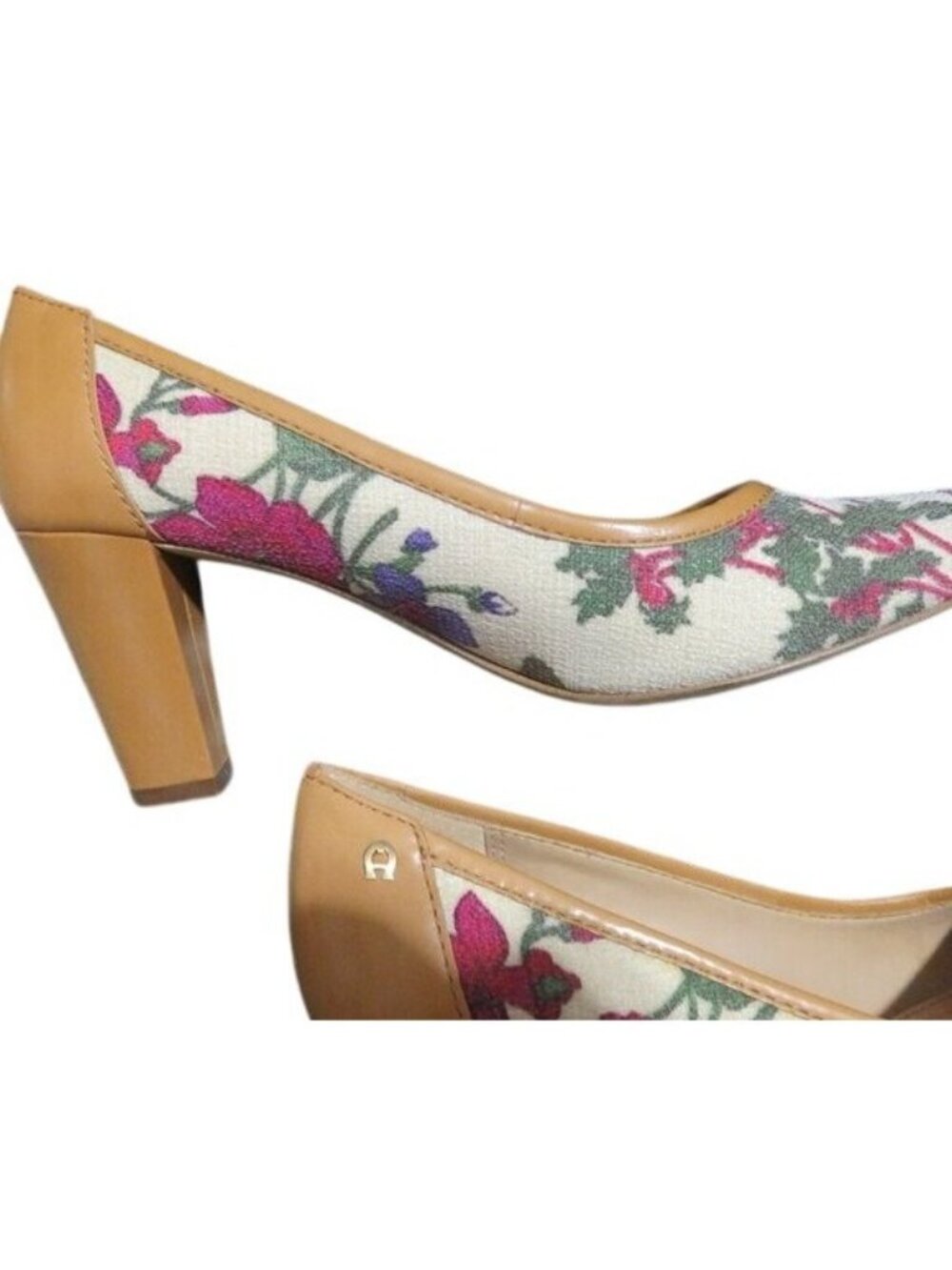 Etienne Aigner Vintage Italian Patent leather and floral canvas pumps size 5.5 - Picture 7 of 13